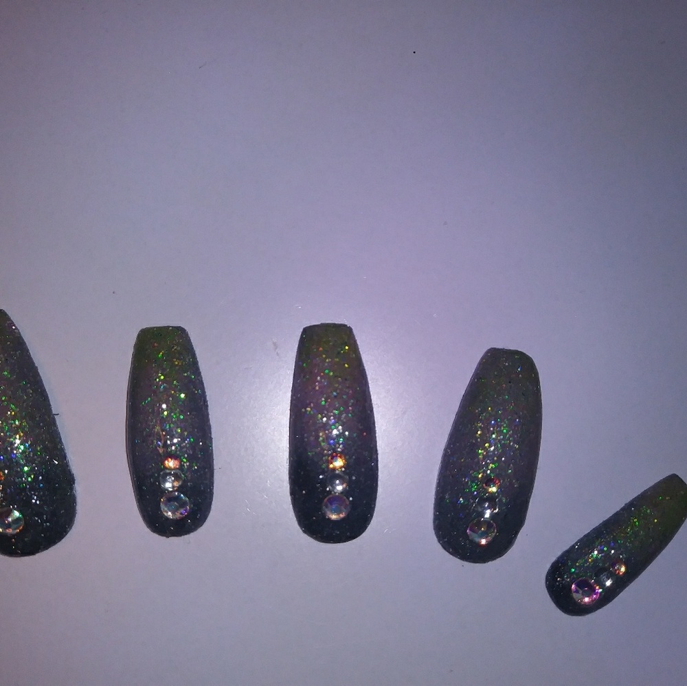 Reusable Acrylic Glitter Ombre Press On Nails